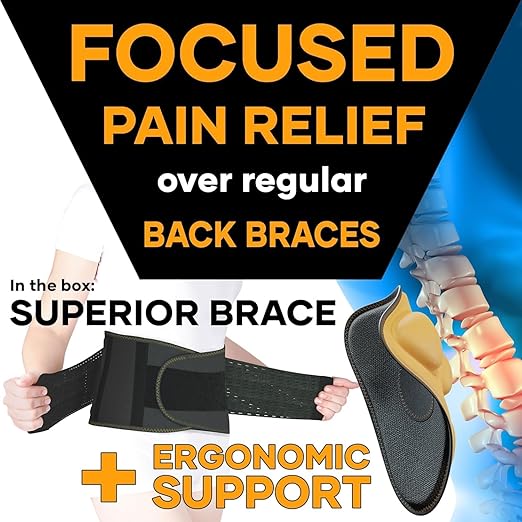 PLUS Lower Back Brace for Lifting at Work with Ergonomic Dimensional Lumbar Pad - Back Support Belt for Pain Relief for Men and Women - Medical Grade Orthopedic Waist Compression (X-Large)