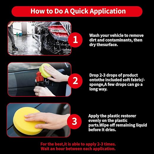 Restorer for Cars Revive Faded Plastic, Rubber Vinyl Ultimate Solution for Car Trim Restoration Protection Plastic Restorer- Ultimate Car Detailing Solution - Resists Water, UV Rays, Dirt (1Pack)