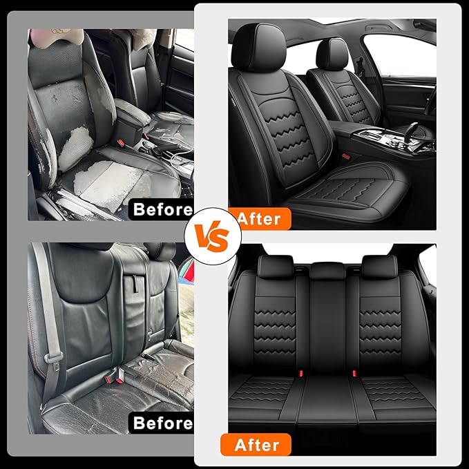 CX-50 Car Seat Covers Custom Fit for Mazda CX-50 2023-2026, Full Coverage Premium Leather Waterproof Breathable Seat Covers, Automotive Seat Protectors, Airbag Compatible(Full Set Seats, Black)