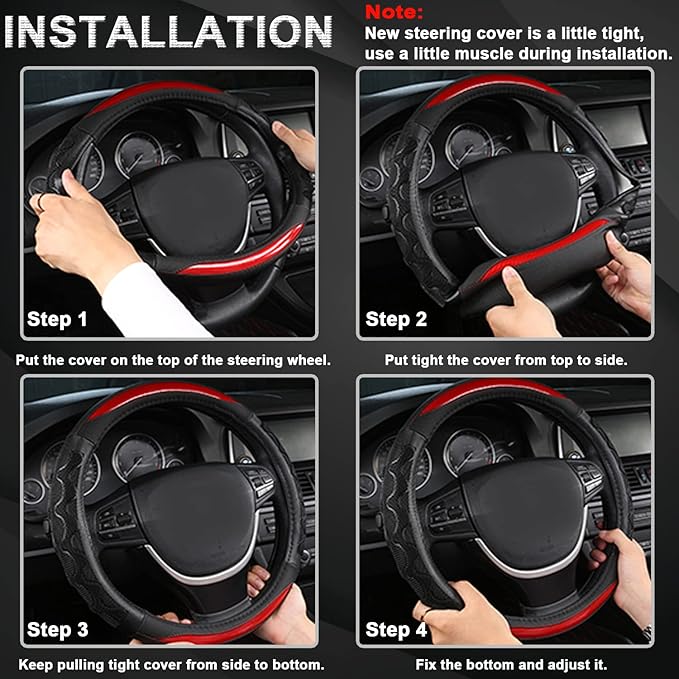 GIANT PANDA Steering Wheel Cover for Kia Soul,Sportage,Forte,Optima,Telluride(3D Honeycomb-Red-Standard Size)