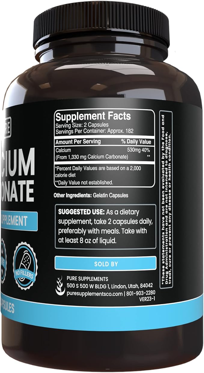 Pure Original Ingredients Calcium Carbonate and Pantothenic Acid Bundle, Various Amounts, Pure, Lab Verified