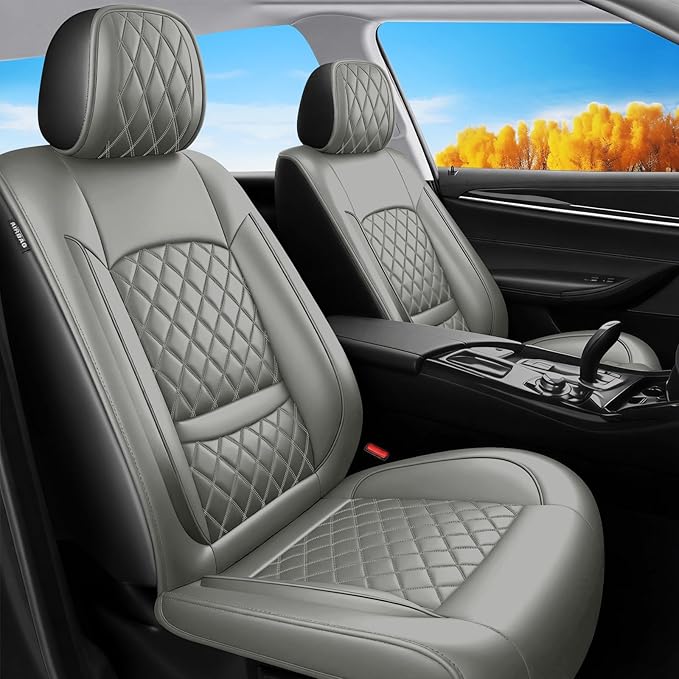 Fit RLX Car Seat Covers for Acura RLX 2013-2020 - Premium Leather, Waterproof, All-Weather, Airbag Compatible, Anti-Slip, Breathable, Easy Install, Seat Protectors, Full Set, Gray
