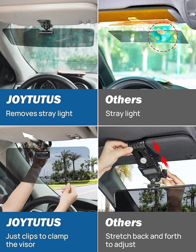JOYTUTUS Sun Visor for SUV, Polarized Sun Visor Extender for Car, Universal UV400 Car Visor Extension Anti-Glare Easy to Install, Protect from Glare/UV Ray/Stray Light