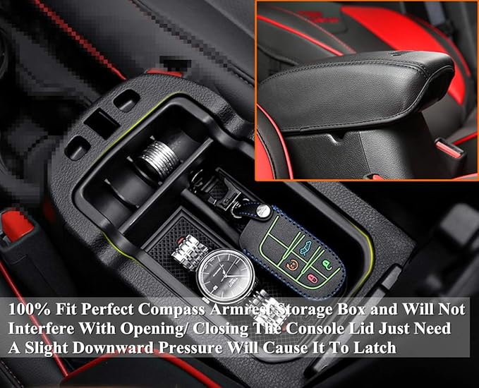 YOCTM Fits Compass Accessories Center Console Tray Armrest Secondary Glove Storage Box Center Console Organizer for 2017 2018 2019 2020 2021 Jeep Compass Limited Latitude Trailhawk Sport (Pack of 1)