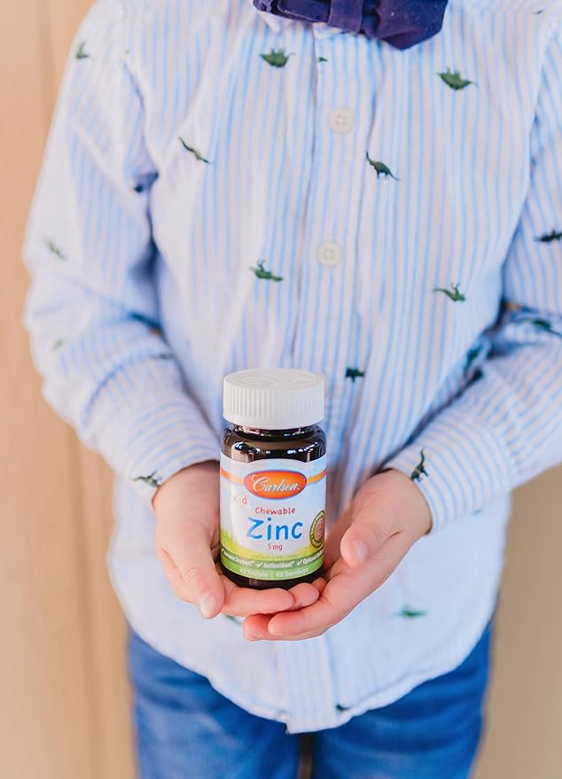 Carlson - Kid's Chewable Zinc, 5 mg, Health Support, Natural Mixed Berry Flavor, 84 Tablets