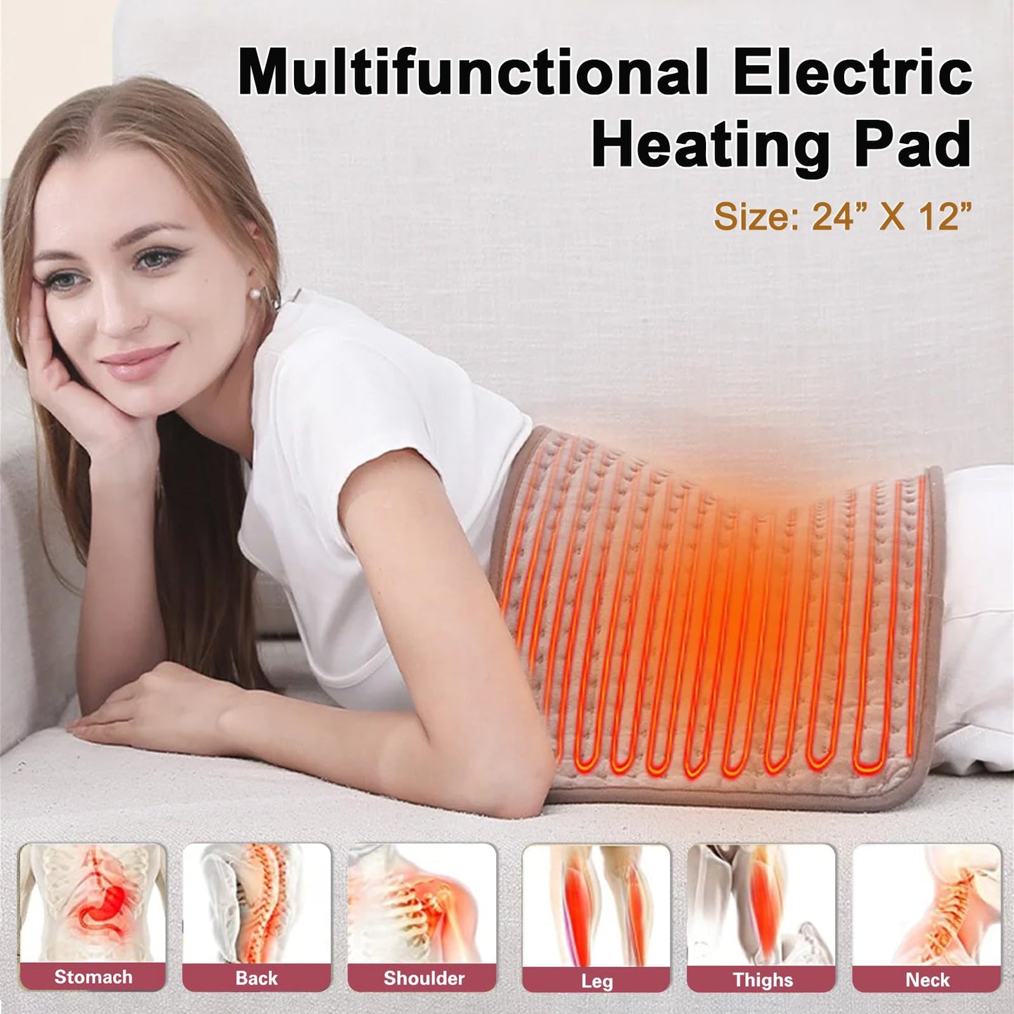Large Heating Pad,TOPSOSO 20"x40" Extra Large Heating Pad for Back Pain Relief Electric Heating for Period Cramps Shoulders Pain Relief Moist/Dry Heat 10 Heat Setting Auto Shut Off Gift for Women Men