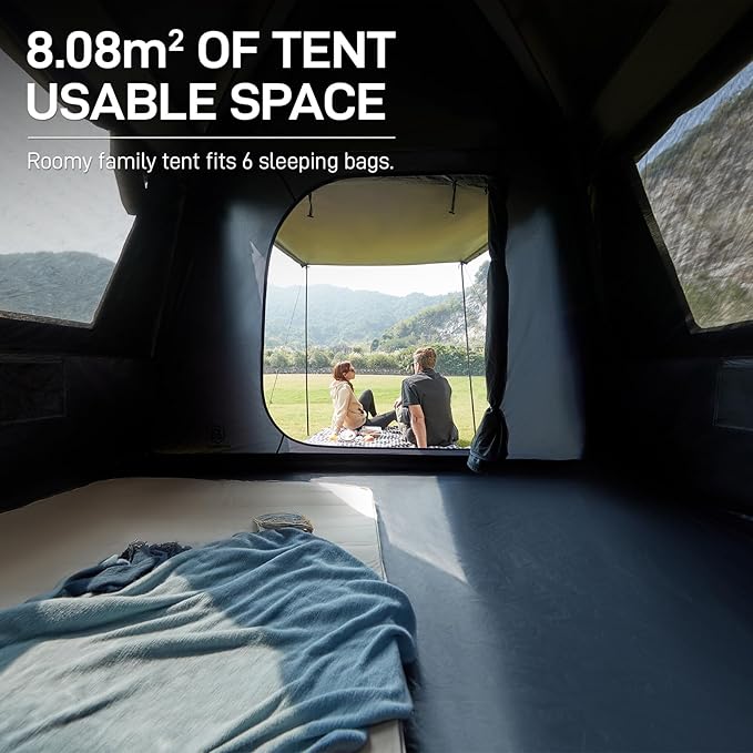 EVER ADVANCED 6 Person Blackout Camping Tent Instant Cabin Tents for Family with Rainfly, 60s Easy Setup, Water-Resistant Orange
