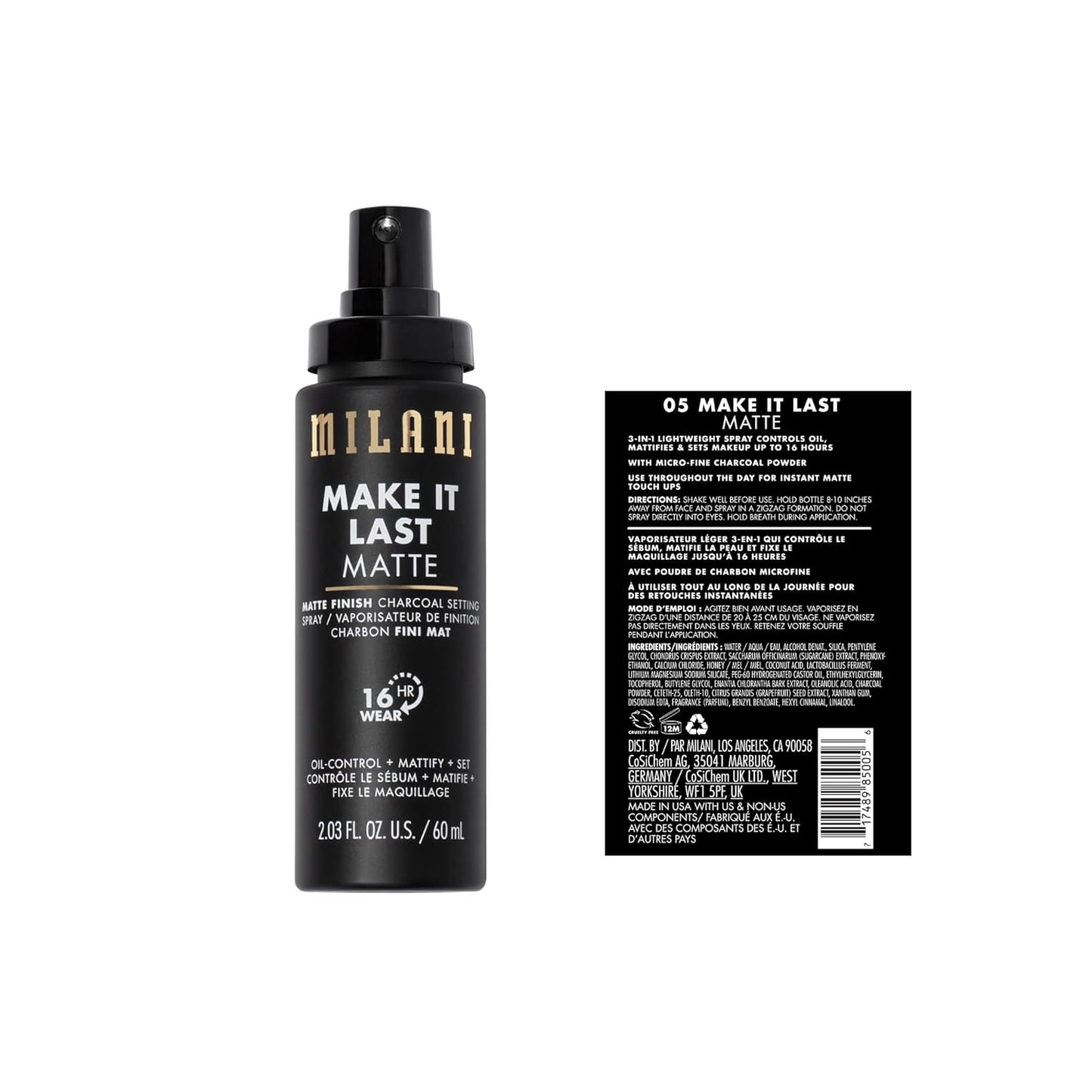 Milani Setting Spray & Primer 2-Pack | Hydrating Niacinamide & Matte Charcoal
