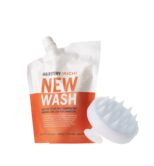 Hairstory New Wash Rich Extra Moisturizing Cleansing Cream + Scalp Brush For Dry Hair | Effortless Detangling | Color Protectant