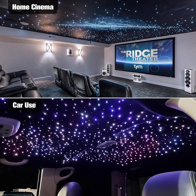 CHINLY 570pcs Starlight Headliner Kit,Twinkle Star Lights for Car Ceiling,APP Star Light Headliner Kit,Music Mode Starlights Headliner Kit,Fiber Optic Lights Star Light, (0.03in+0.04in+0.06in)*9.8ft