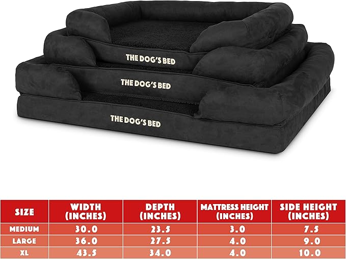 The Dog’s Bed, Medium Black Faux PL 30x23.5, Memory Foam, Pain Relief: Arthritis, Hip & Elbow Dysplasia, Post Surgery, Lameness, Supportive, Calming, Washable Cover, Veterinary Approved