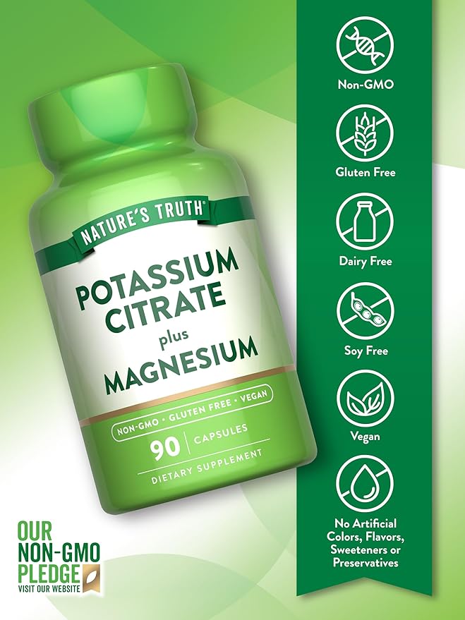Nature's Truth Potassium Magnesium Citrate Capsules | 90 Count | Vegan, Non-GMO & Gluten Free Supplement