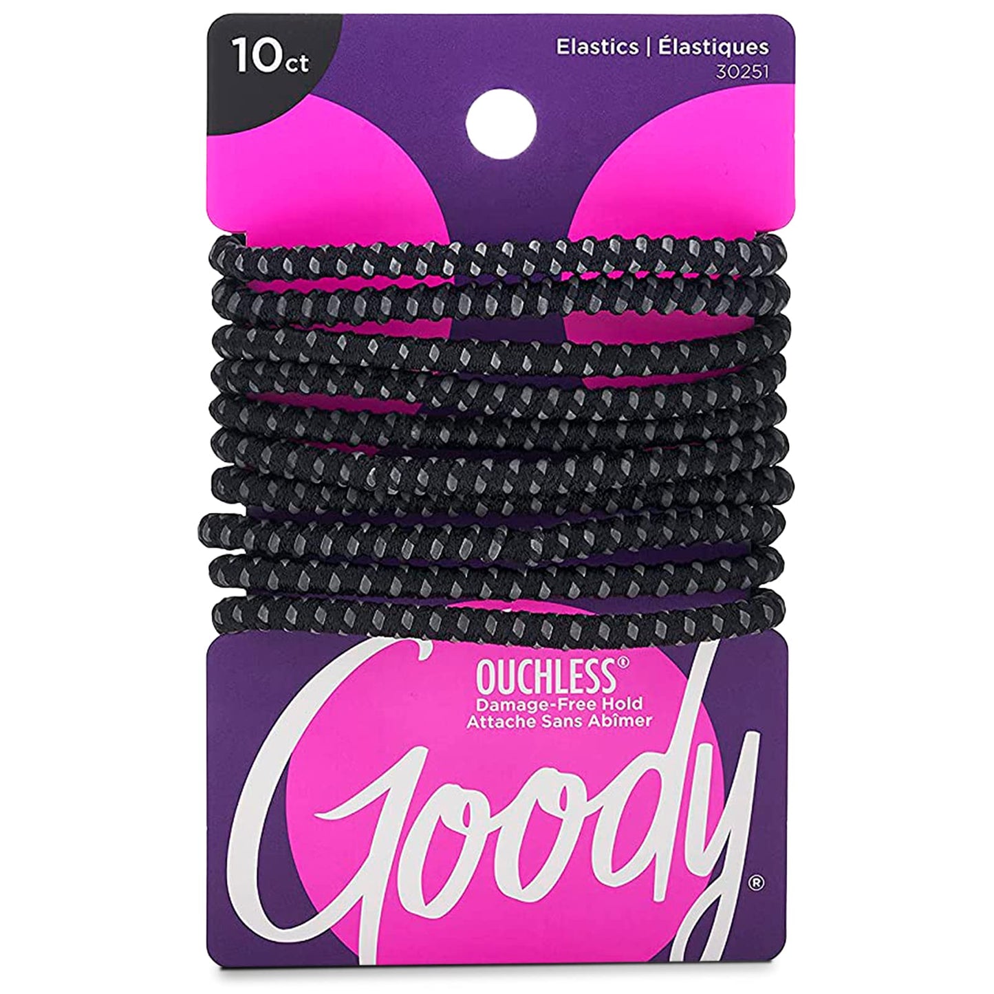Goody Nonslip Womens Elastic Hair Tie - 10 Count, Black - 4Mm For Medium Hair- Ouchless Hair Accessories For Women Perfect For L
