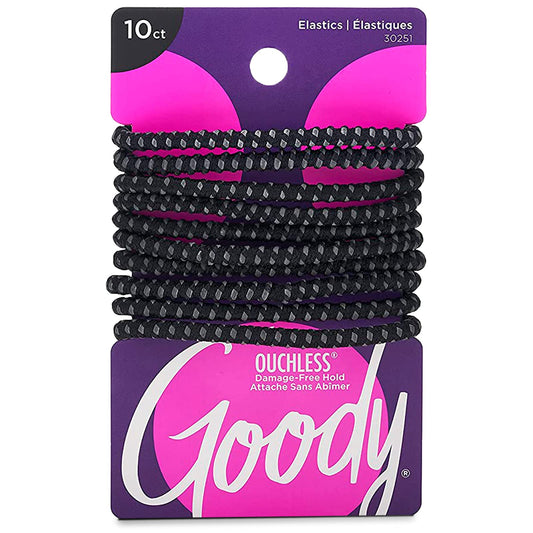 Goody Nonslip Womens Elastic Hair Tie - 10 Count, Black - 4Mm For Medium Hair- Ouchless Hair Accessories For Women Perfect For L