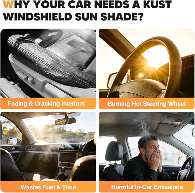 KUST Windshield Sun Shade for Kia Sportage NQ5 2023-2025 2026 Foldable Thicken Window Sunshade UV Protection Keep Cool Sunshield Easy Install Sun Visor Accessories Aluminum Film