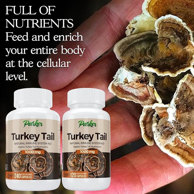 Turkey Tail Mushroom Capsules - Organic Mushroom Supplement for Immune System Health Support - 1000 mg Premium Supplements - 120 Capsules
