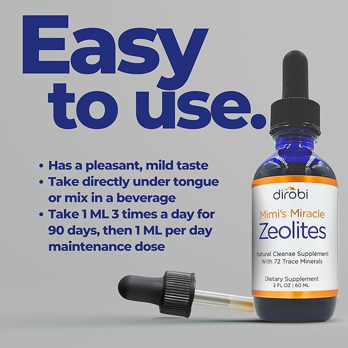 Mimi's Miracle Zeolites: Micronized Zeolite Supplement Liquid with 70 Trace Minerals - Supports Cell Restoration, Immune & Digestive Tract Health - (2 oz Bottle, 30 Day Supply)