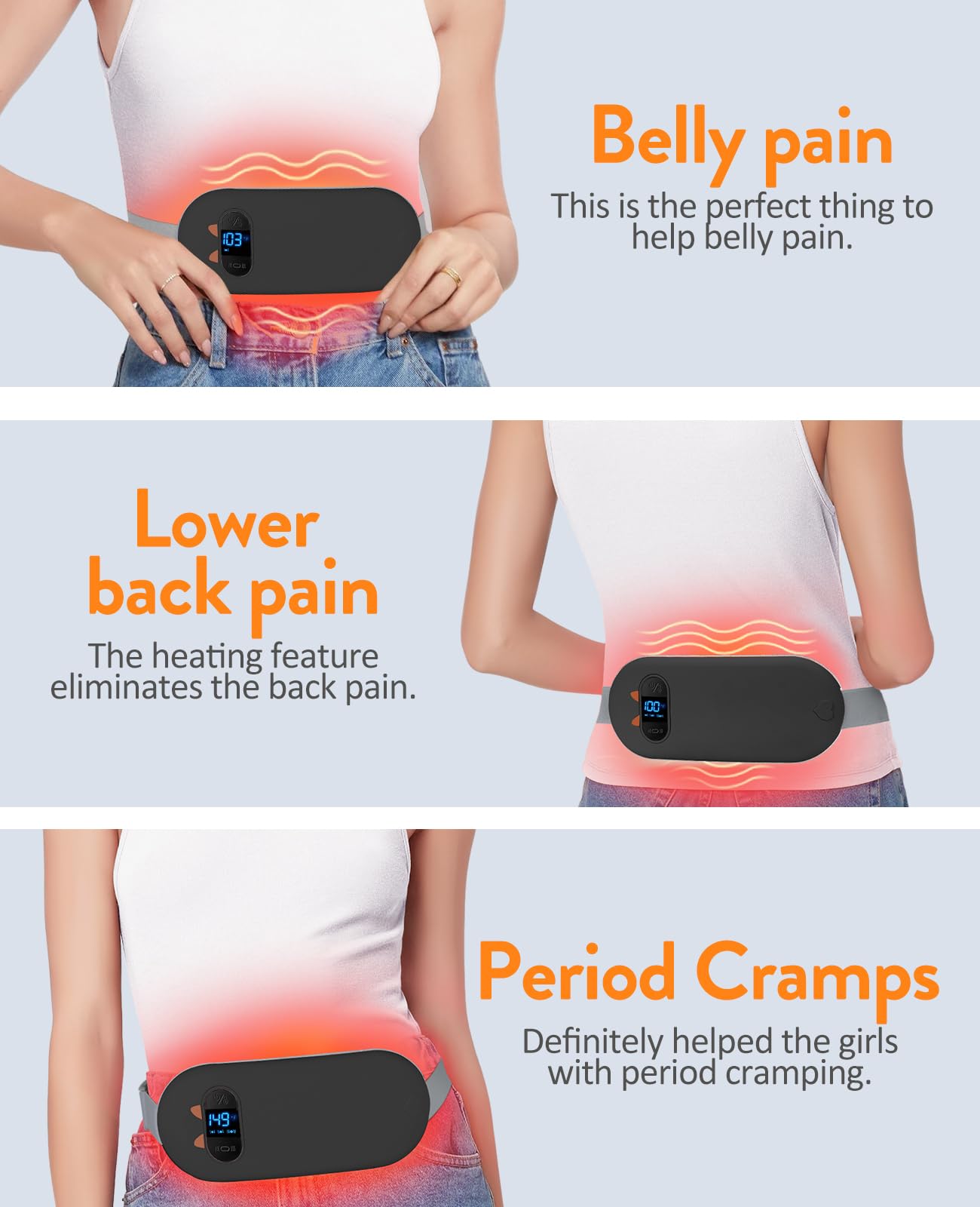 Portable Heating Pad for Period Cramps: Cordless Menstrual Heating Pad with 6 Heat Levels and 6 Massage Modes, 3s Fast Heating Gift for Women and Girl(Pink)