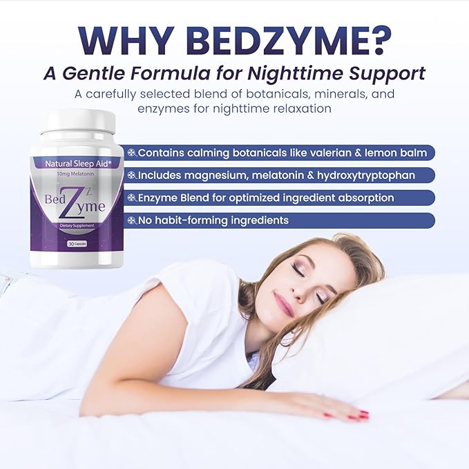 Sleep Aid Supports Natural Sleep & Relaxation – 60 Capsules Sleep Supplement to Help with Calmness & Rest – 10mg Melatonin & REM Enzyme Delivery System (Serving Size: 2 Capsules)