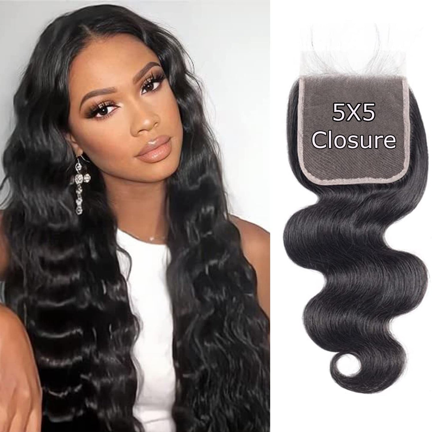 Liangya Hair 5X5 Hd Lace Closure 5X5 Body Wave Closure Human Hair 12A Real Transparent Lace Closure Virgin Remy Human Hair Front