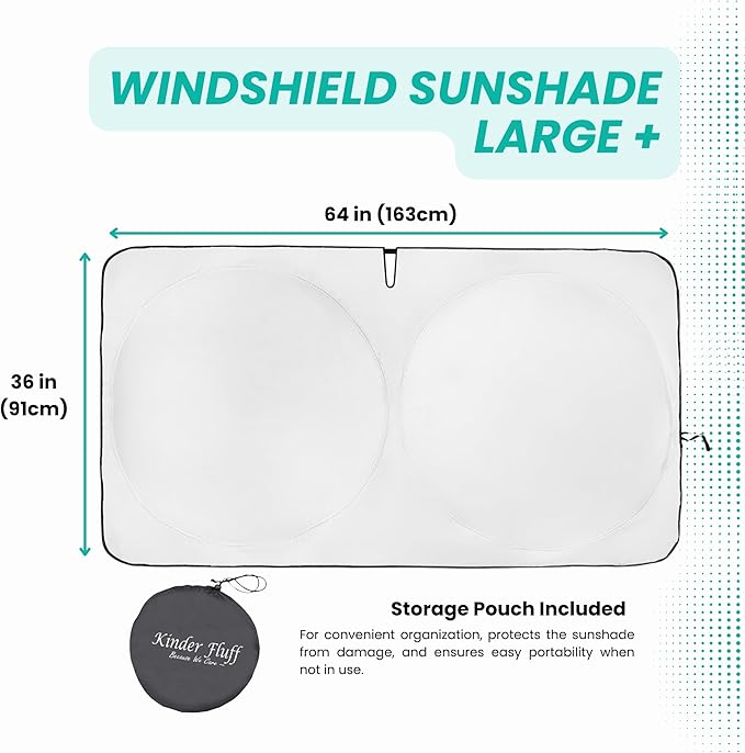 Windshield Sun Shade -Certified 99.87% UVB & 99.02% UVA Car Sun Shade. Award Winning Sunshade - Patented Technology | Compatible for Acura RDX (2007-2012) | Car Shades by Kinder Fluff