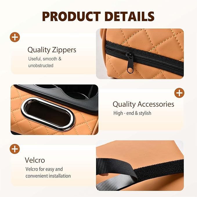 Multifunctional Car Armrest Cushion with Integrated Booster, 2026 Upgraded Universal Style Memory Cotton Car Armrest Box Pad, Car Center Console Armrest Pillow, with 2 Cup Holder (Orange)