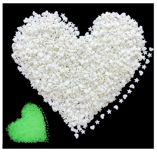 Ehope Luminous Polymer Slices Clay Slices Diy Nail Art Slices Cake Dessert Toy Phone Case Decoration Arts Crafts (Heart+Pentagra