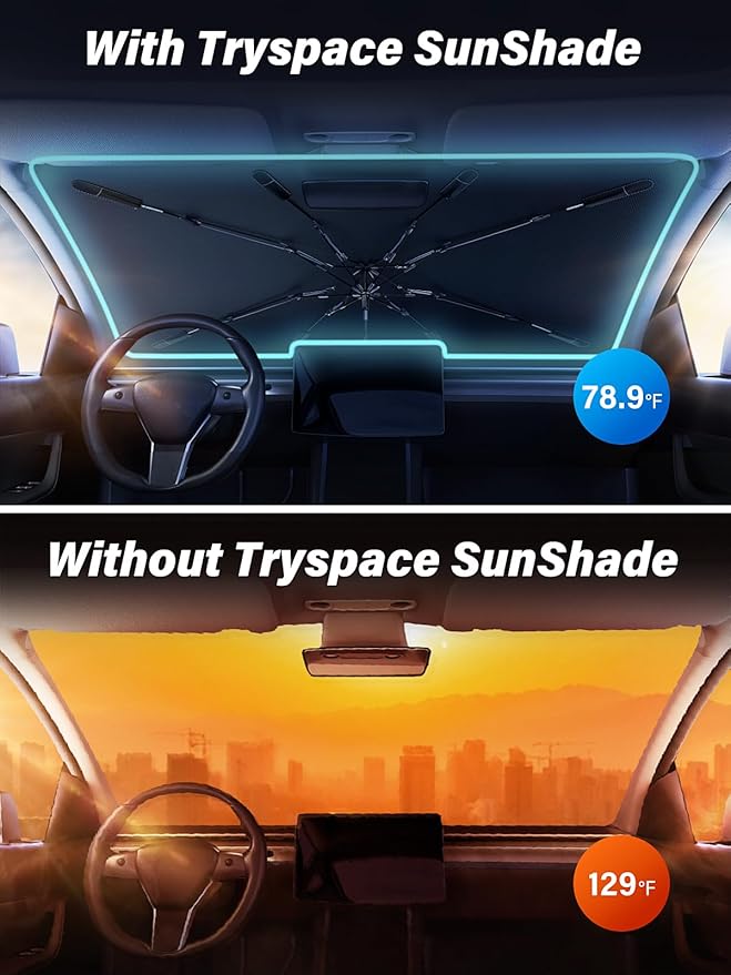 Car Windshield Sun Shade Umbrella - [Silver Heat Shield & UV Reflective] Protector for Cars, Universal Fit Small (53" L x 31" W) | 25°F Cooler, Friendly Vinyl Coatings