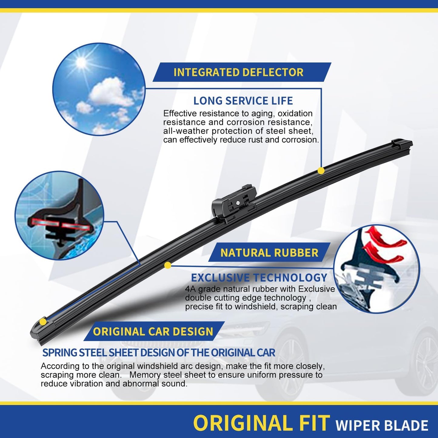 2 wipers Factory Replacement For Toyota Prius 2016-2021 2022 2023 Original Equipment Replacement Windshield Wiper Blades Set - 28"+16" (Set of 2)