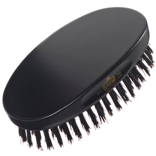 Kent Mn11 Finest Men'S Hair Brush And Facial Brush For Beard Care - 100% Natural Black Boar Bristle Brush For Mens Grooming, Sca
