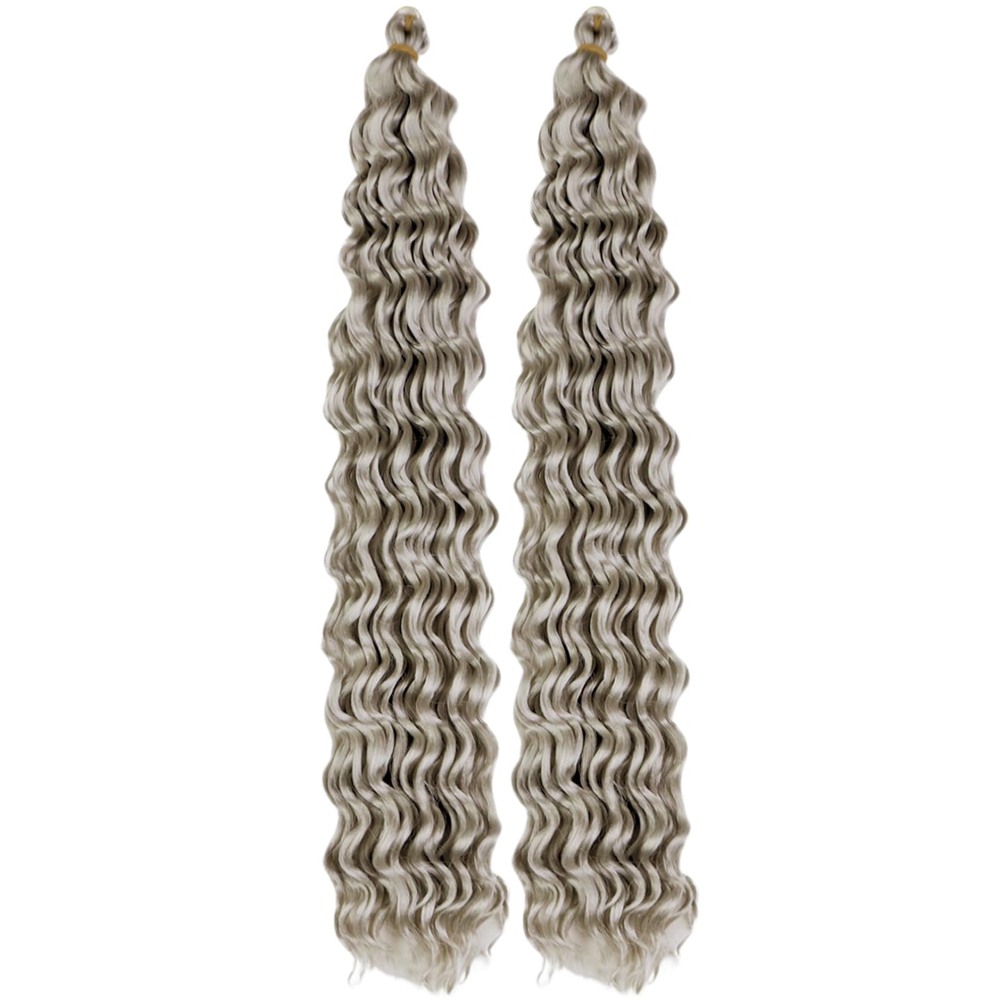 Silver Grey Curly Braiding Hair Deep Wave Curly Braiding Hair For Boho Braids Crochet Braids Deep Wave 24 Inch