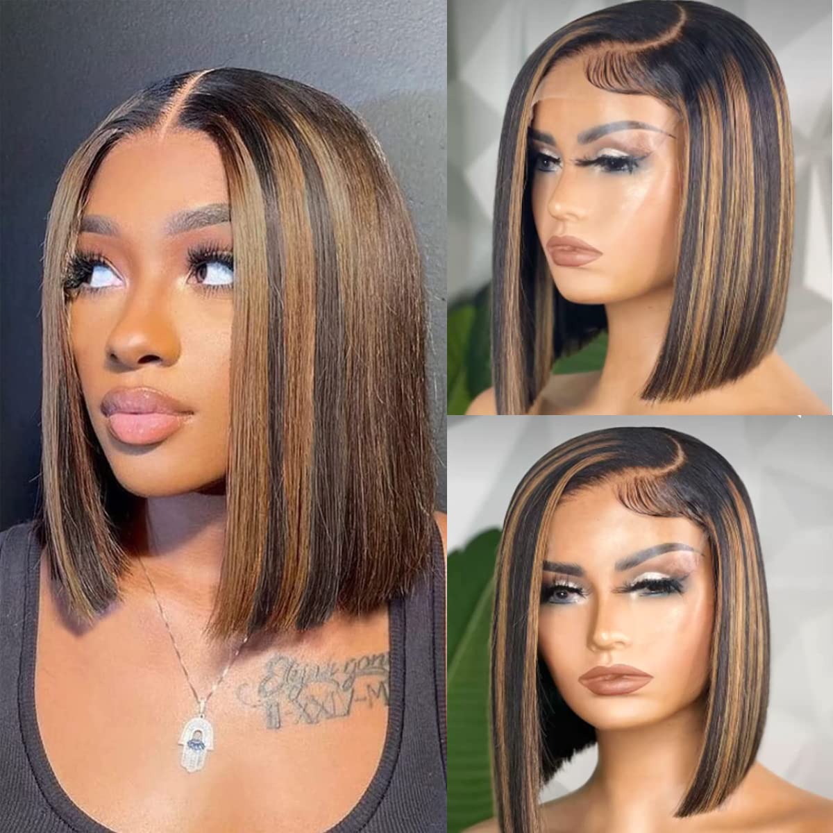 Colorful Bird Highlight Ombre Lace Front Bob Wig Human Hair Straight Balayage Fb30 Honey Blonde Human Hair Bob Wigs For Women 4X