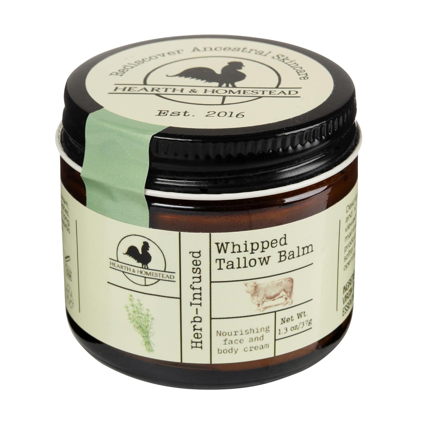 Handmade Unscented Whipped Tallow Balm | Organic Body Butter for Eczema & Rosacea - 1.3 oz