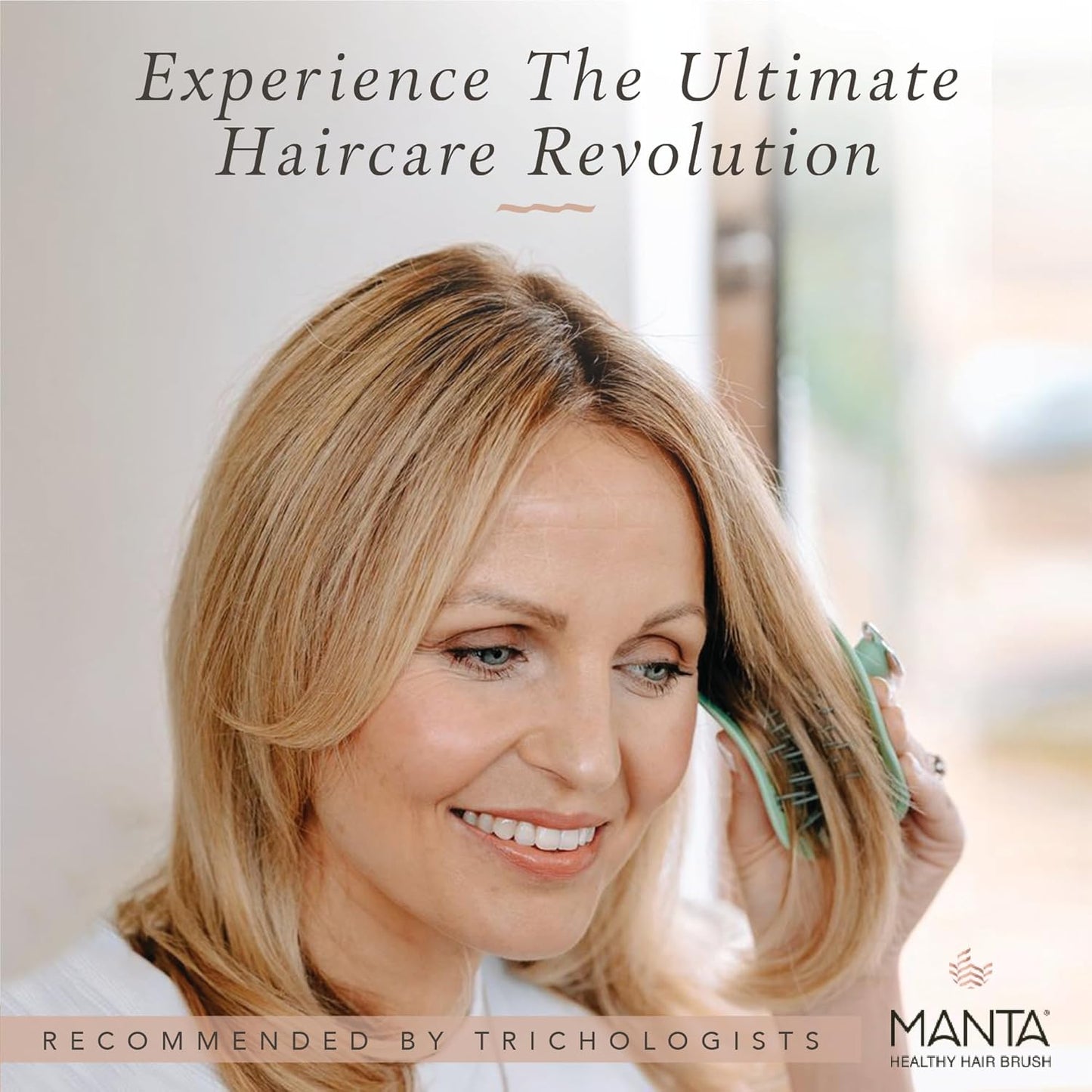 Manta Original Anti-Breakage Hairbrush – Gentle Detangling Brush for Wet & Dry Hair, Flexible Hairbrush for All Types, Healthy Hair Care for Women & Men, Pink