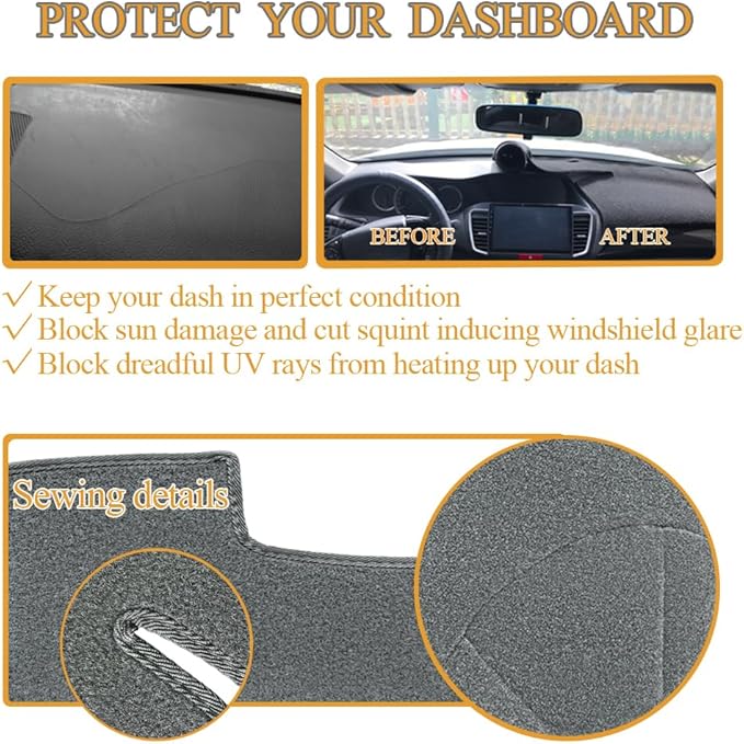 Dash Cover Mat Custom Fit for Honda CRV Dashboard Cover Pad Cap Carpet Protector J244 (DarkGray)