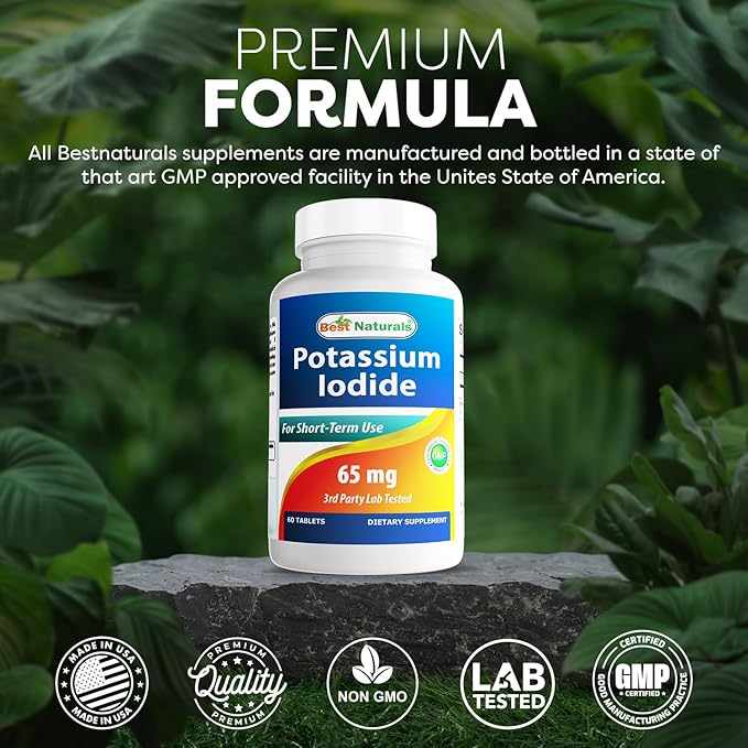 Best Naturals Potassium Iodide 65 mg - Dietary Supplement, 60 Tablets (3 Bottles) (3)