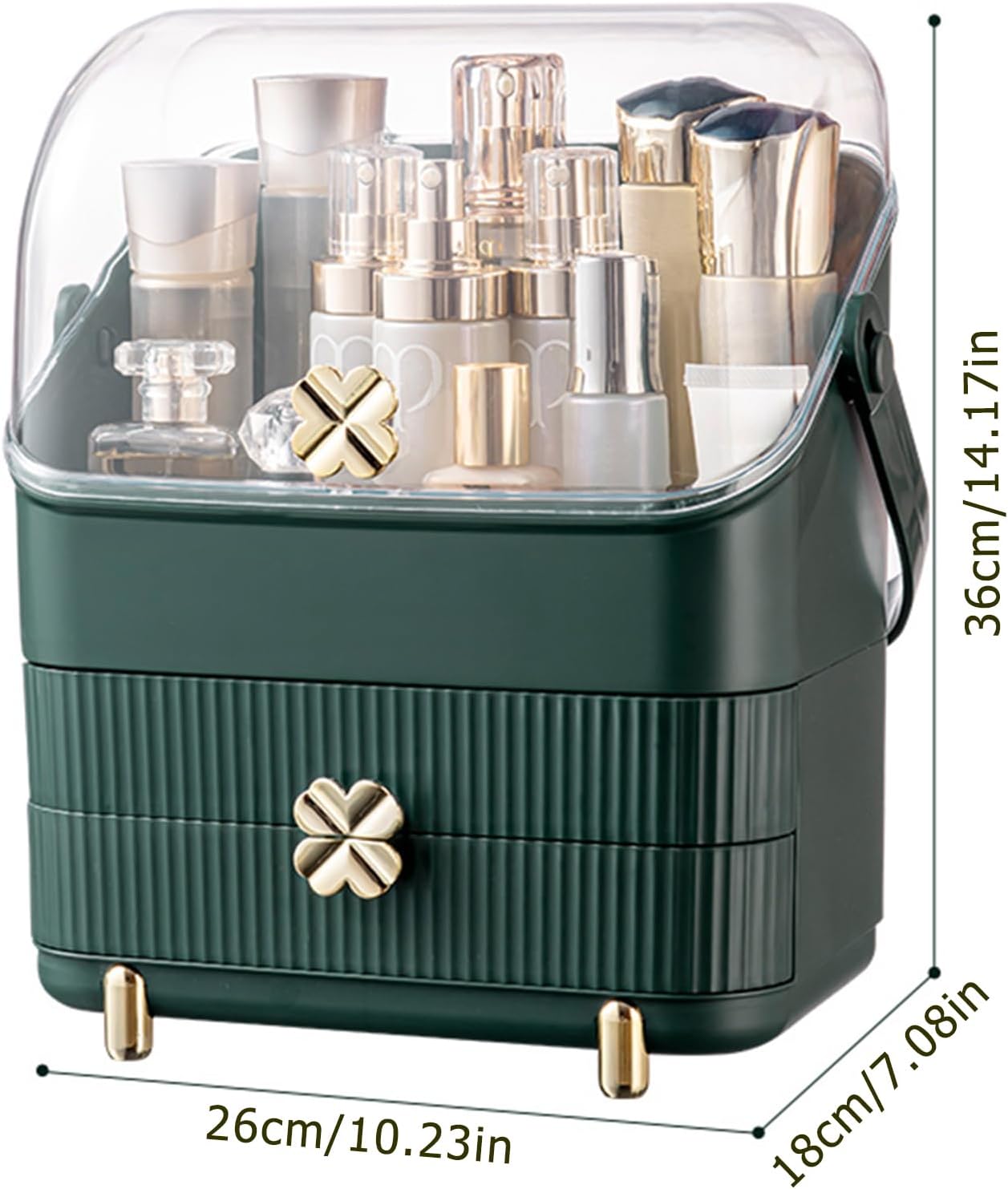 Preppy Makeup Organizer | 3-Tier Cosmetic Storage Box | Ivory White, Portable
