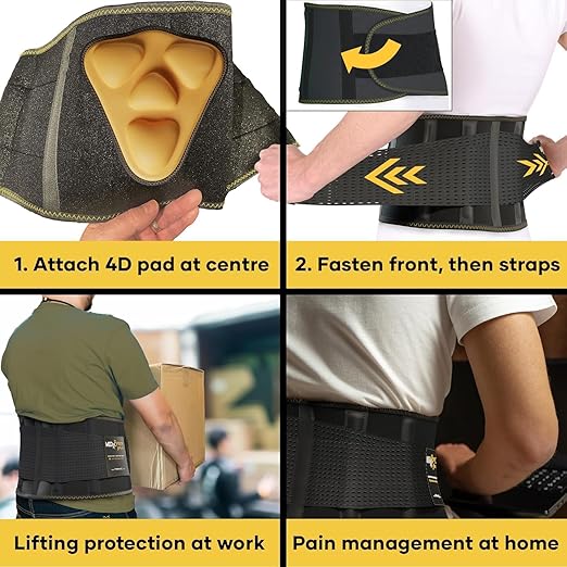 PLUS Lower Back Brace for Lifting at Work with Ergonomic Dimensional Lumbar Pad - Back Support Belt for Pain Relief for Men and Women - Medical Grade Orthopedic Waist Compression (X-Large)