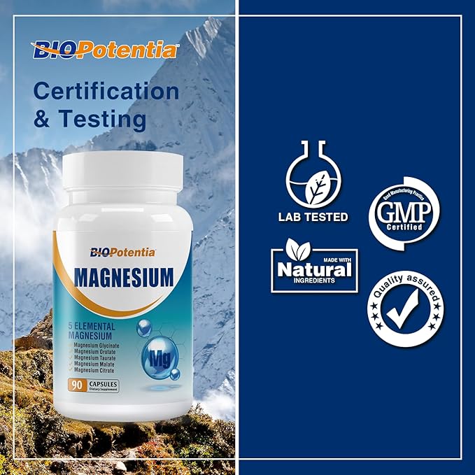 Magnesium Breakthrough Supplement - Has 5 Forms of Magnesium: Glycinate, Orotate,Taurate,Malate, Citrate- Support Stress Relief, Sleep, Heart Health, Nerves, Muscles, and Metabolism (90 Capsules)