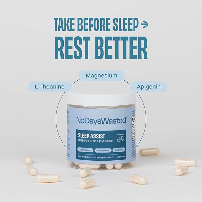 Magnesium Supplement - Magnesium Threonate, Chelated Magnesium Bisglycinate, L-Theanine & Apigenin - Rest Assist - Powerful Blend for Restful Nights - 120 Capsules