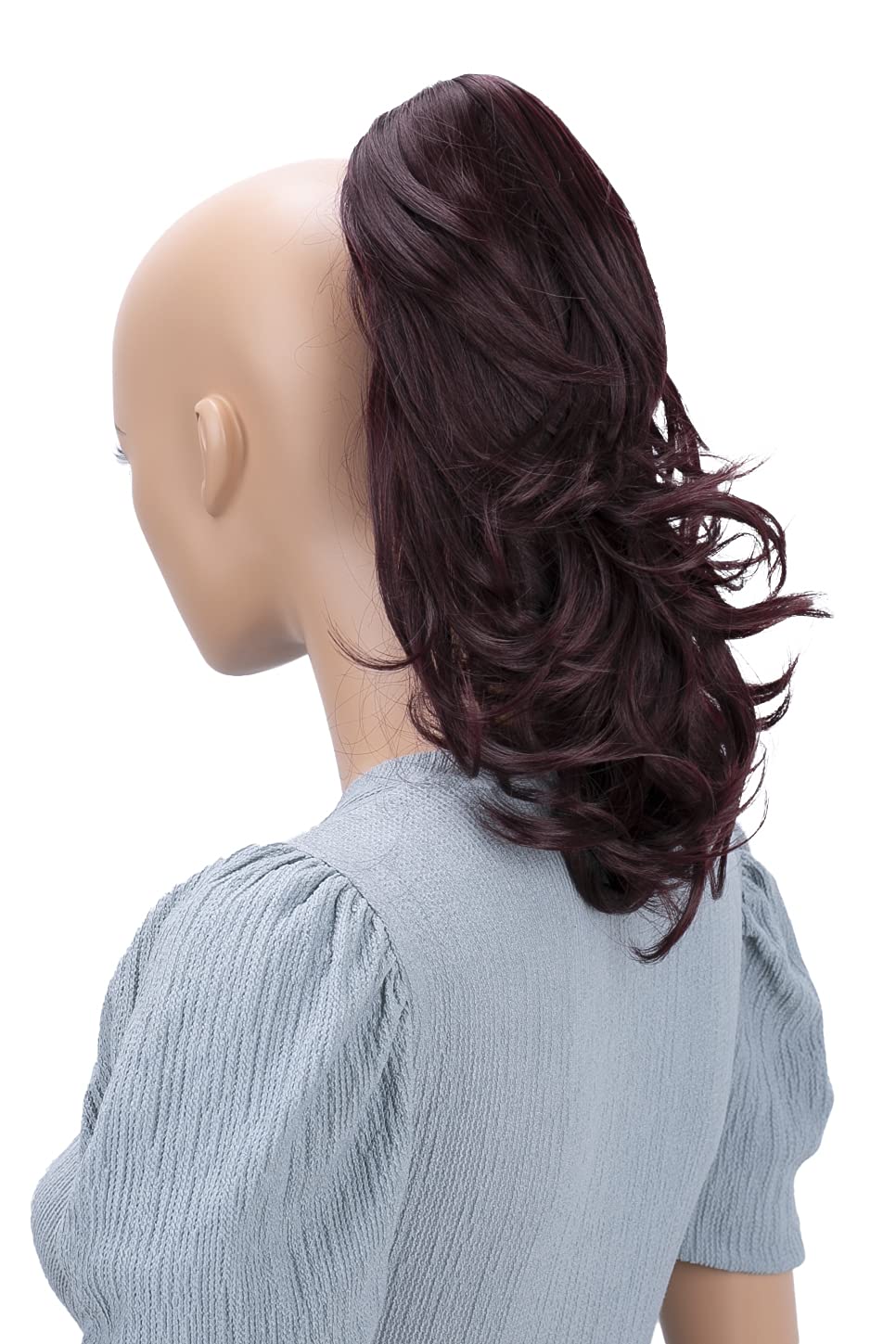 Caisha 14'' Wavy Clip On Ponytail With Butterfly Clip Hairpiece Heat-Resistant Synthetic Fibres Dark Red H106