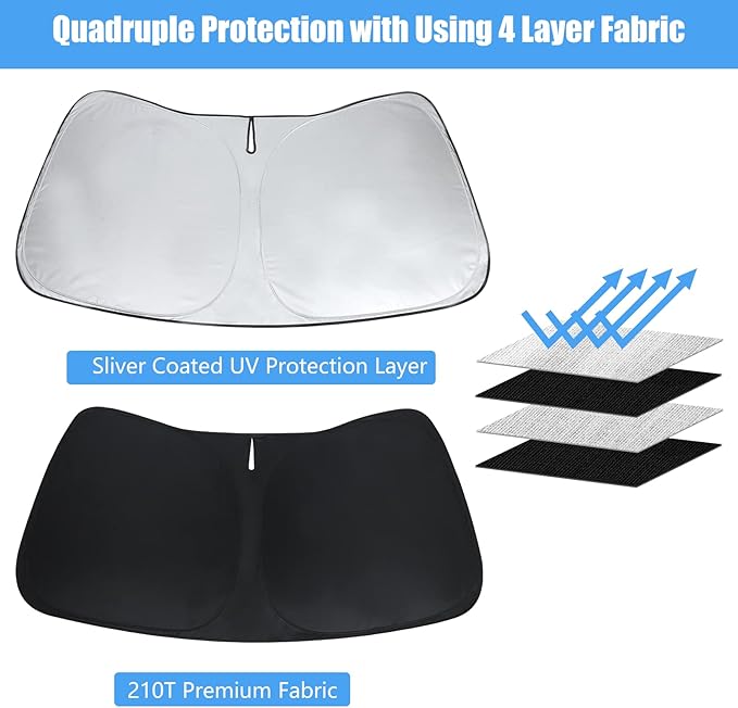 Windshield Sun Shade Custom Fit Ford F150 2021-2026 F-150 (Lariat, King Ranch, Platinum, XL XLT Limited Raptor) Truck Window Sunshade Cover Sun Visor Protector Heat Shield Pickup Accessories