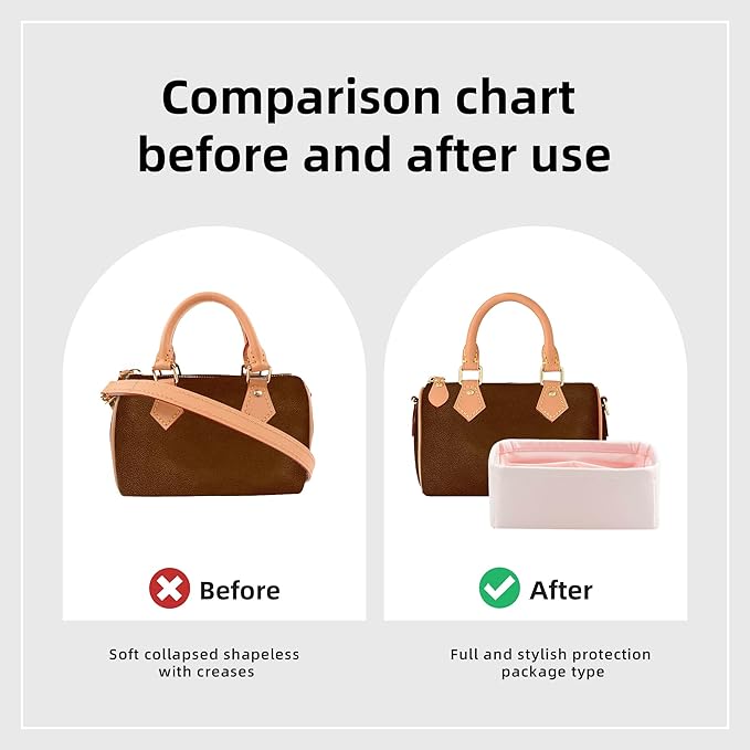 DGAZ Silk Purse Organizer Insert Fits LV Speedy 16/20/25/30/35/45 bags，Silky Smooth Bag Organizer，Luxury Handbag & Tote Shaper（Pink，SP16）