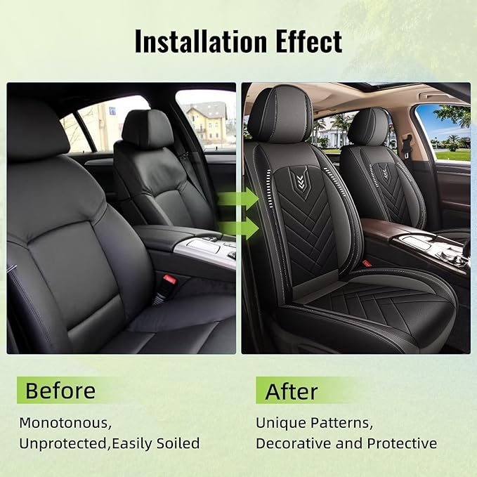 AOMSAZTO Front Seat Cover Fit for Toyota Highlander 2017-2026: Faux Leather Automotive Seat Covers Waterproof Vehicle Seat Cushion Protector Car Interior Covers(2 Seat Black&Grey)
