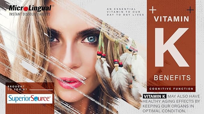 Superior Source Vitamin K2 MK-7 (Menaquinone-7) 300 mcg - Bone Strength & Health Support Supplement - Aids Healthy Heart Function - Bariatric-Friendly - 60 Sublingual Dissolving Tablets