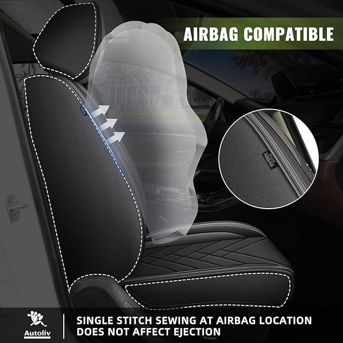 AOMSAZTO Car Seat Covers Fit for Jeep Grand Cherokee 2004-2010 Premium Front Seat Covers Waterproof Leather Automotive Seat Covers Compatible with Airbag (2 Seats,Grey)