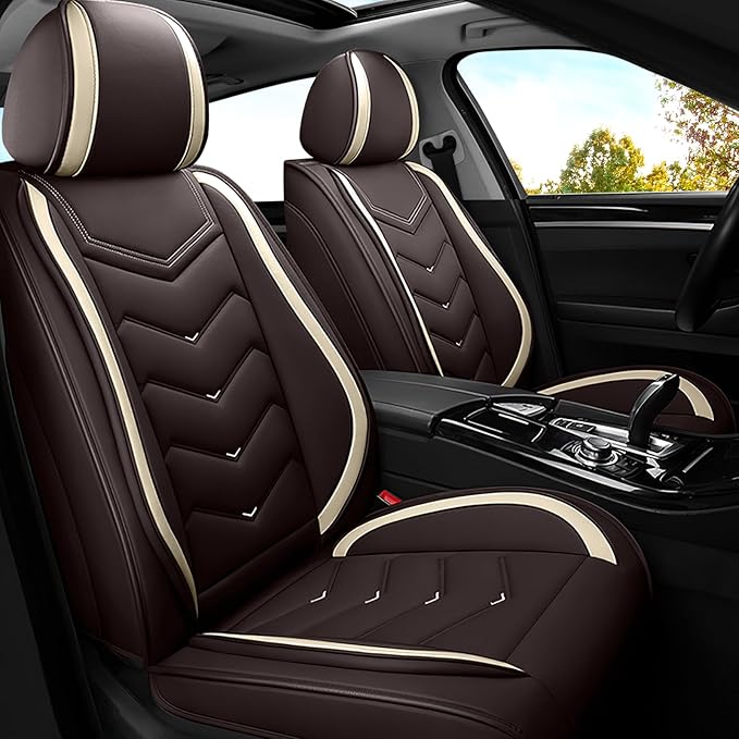 Car Seat Covers for Ford Expedition 2000-2025, Premium Nappa Leather Car Seat Cover, Stylish Sport Seat Covers， Automobile Seat Cover Sets.(Standard 2 Seats/Coffee Color)