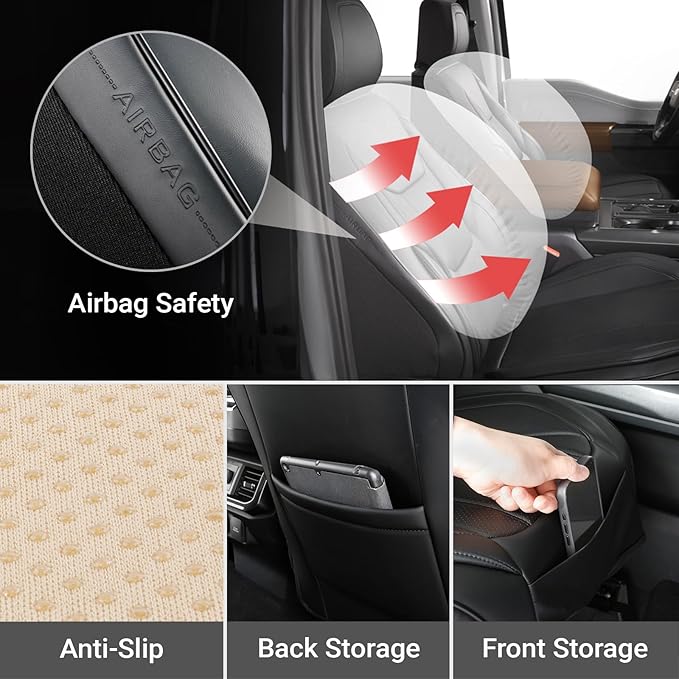 Coverland Custom Fit Car Seat Covers for SUV Compatible with [2009-2018 Subaru Forester] Premium Car Seat Cover Water Resistant Leather Non-Slip Interior Protector [Front Black - Size Chart A23]