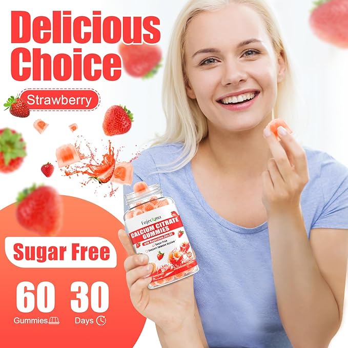 Calcium Citrate Gummies for Women Men: 1200 Calcium Magnesium Zinc with Vitamin D3 B6 Supplement for Adult - Vegan High Absorption Chewable Gummy Sugar Free(60Count)