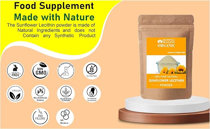 Organic Sunflower Lecithin Powder 100% Pure Natural 200 Gram / 7.05 oz
